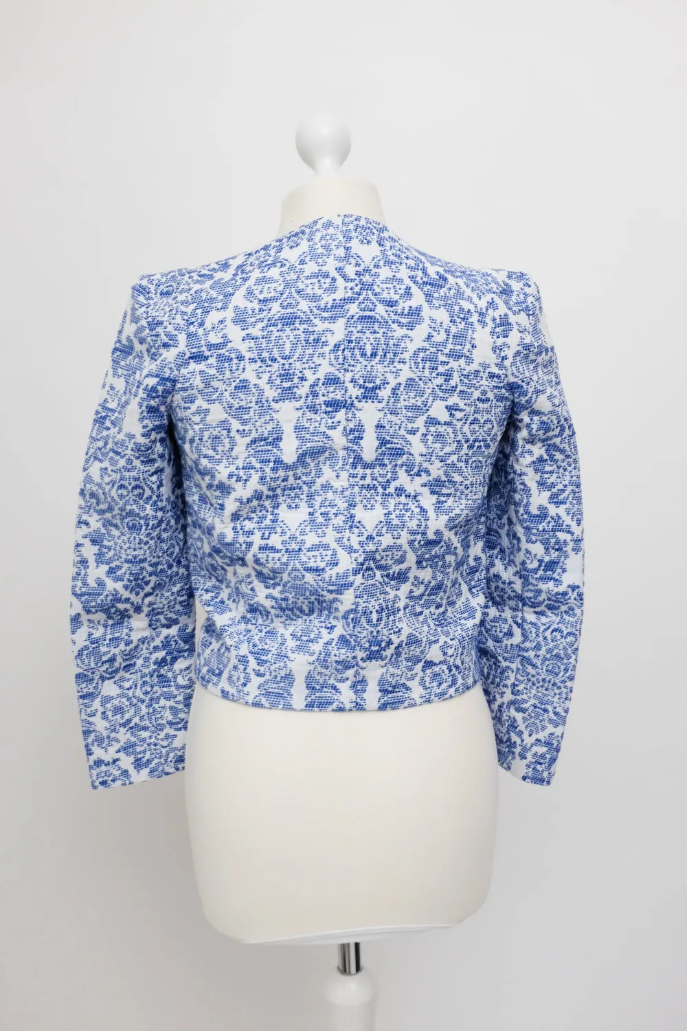 0052_DESIGNER CROP FLORAL JACQUARD BLAZER