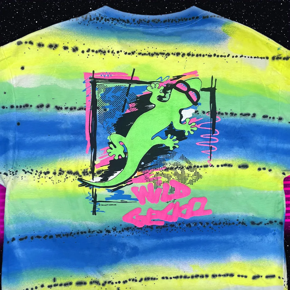 1989 Gecko Graffiti Yellow/Blue/Black Retro Surf Style Tee