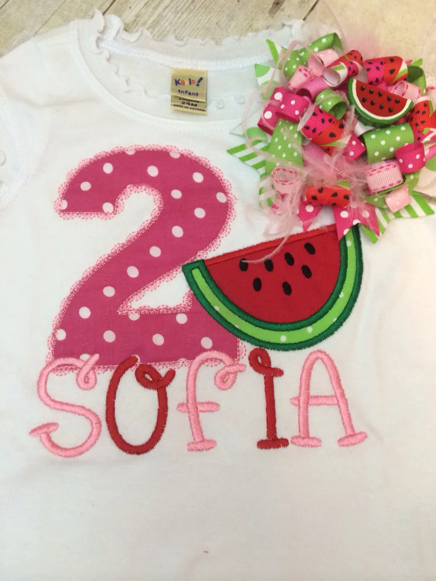 1st Birthday Watermelon Shirt-- Watermelon birthday shirt- watermelon applique shirt- girls birthday shirt-Summer Birthday shirt--