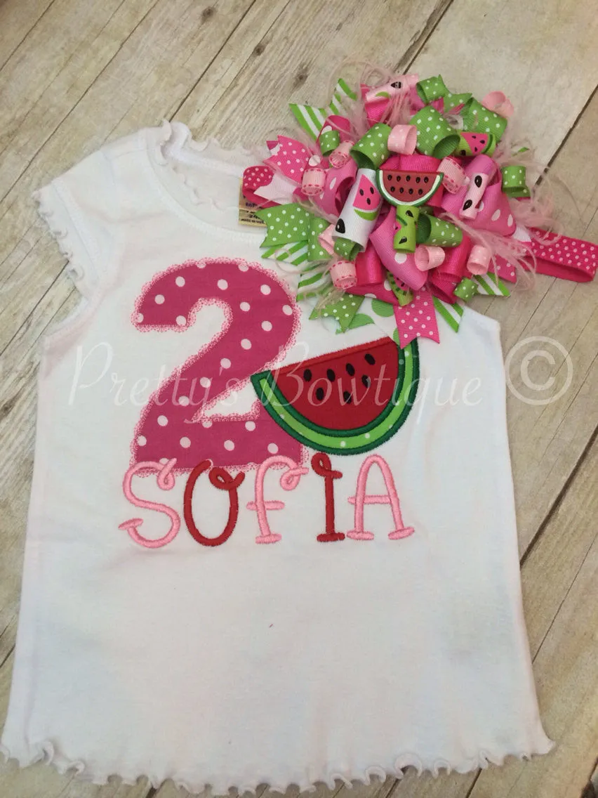 1st Birthday Watermelon Shirt-- Watermelon birthday shirt- watermelon applique shirt- girls birthday shirt-Summer Birthday shirt--