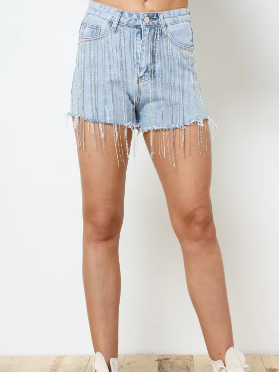 27 Alex Rhinestone Fringe Shorts