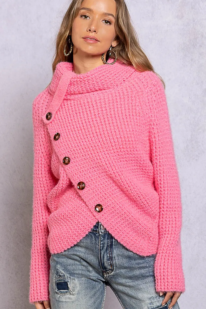 Ada Pink Asymmetrical Hem Sweater