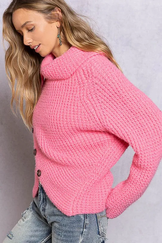 Ada Pink Asymmetrical Hem Sweater