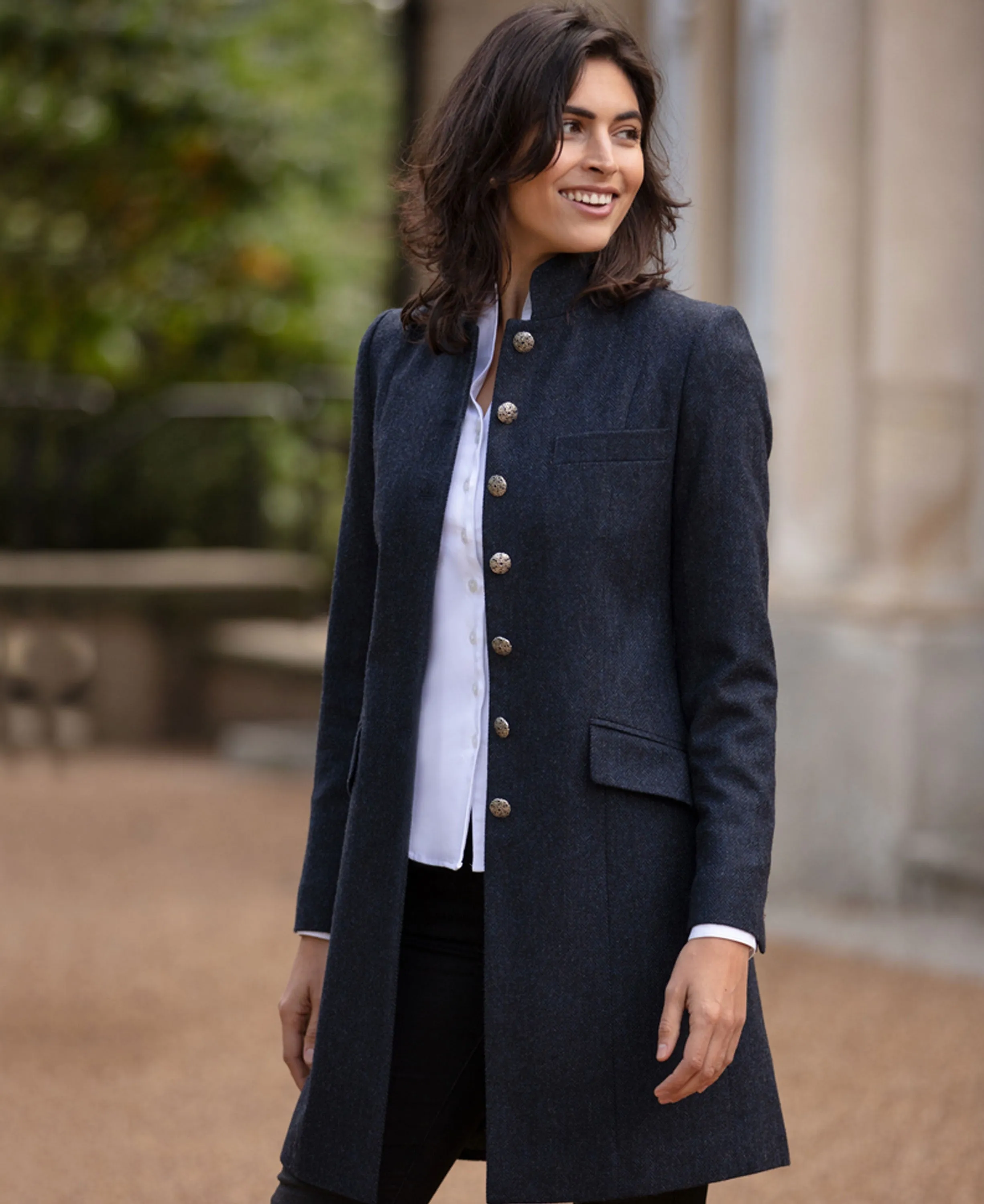 Alexandra Coat - Navy Herringbone