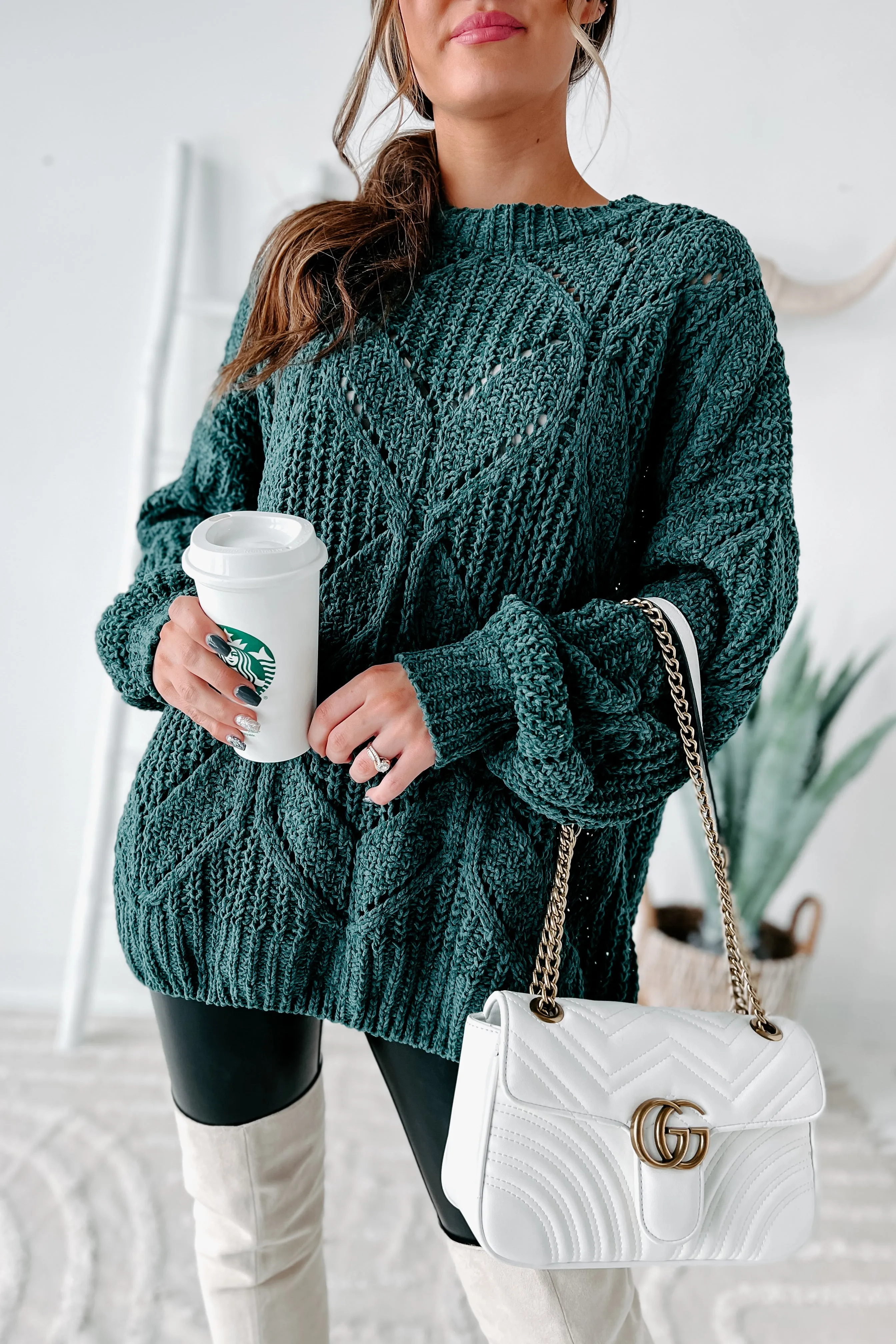 Always Together Oversized Chenille Sweater (Emerald)