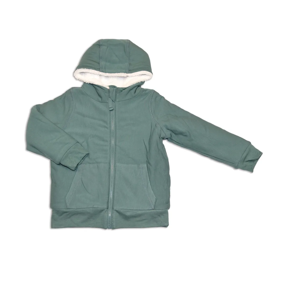 Bamboo Fleece Zip Hoodie w/Sherpa Lining (Pine/Feather)