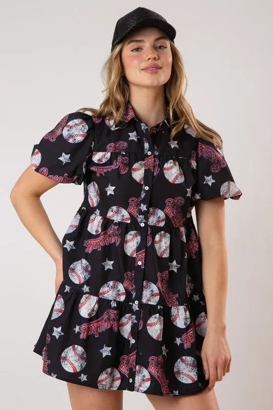 Baseball Print Dress