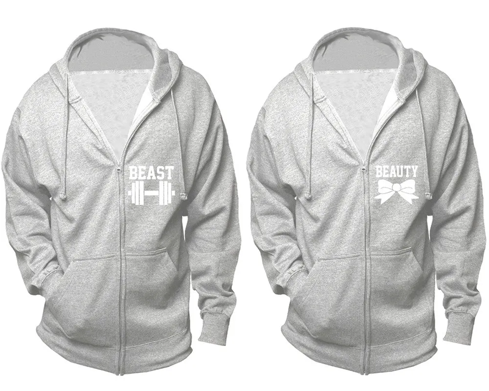 Beast Beauty Couple Matching Zip Up Hoodies