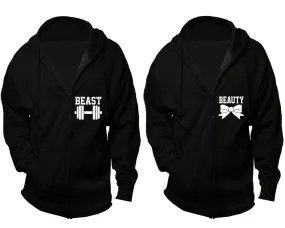 Beast Beauty Couple Matching Zip Up Hoodies