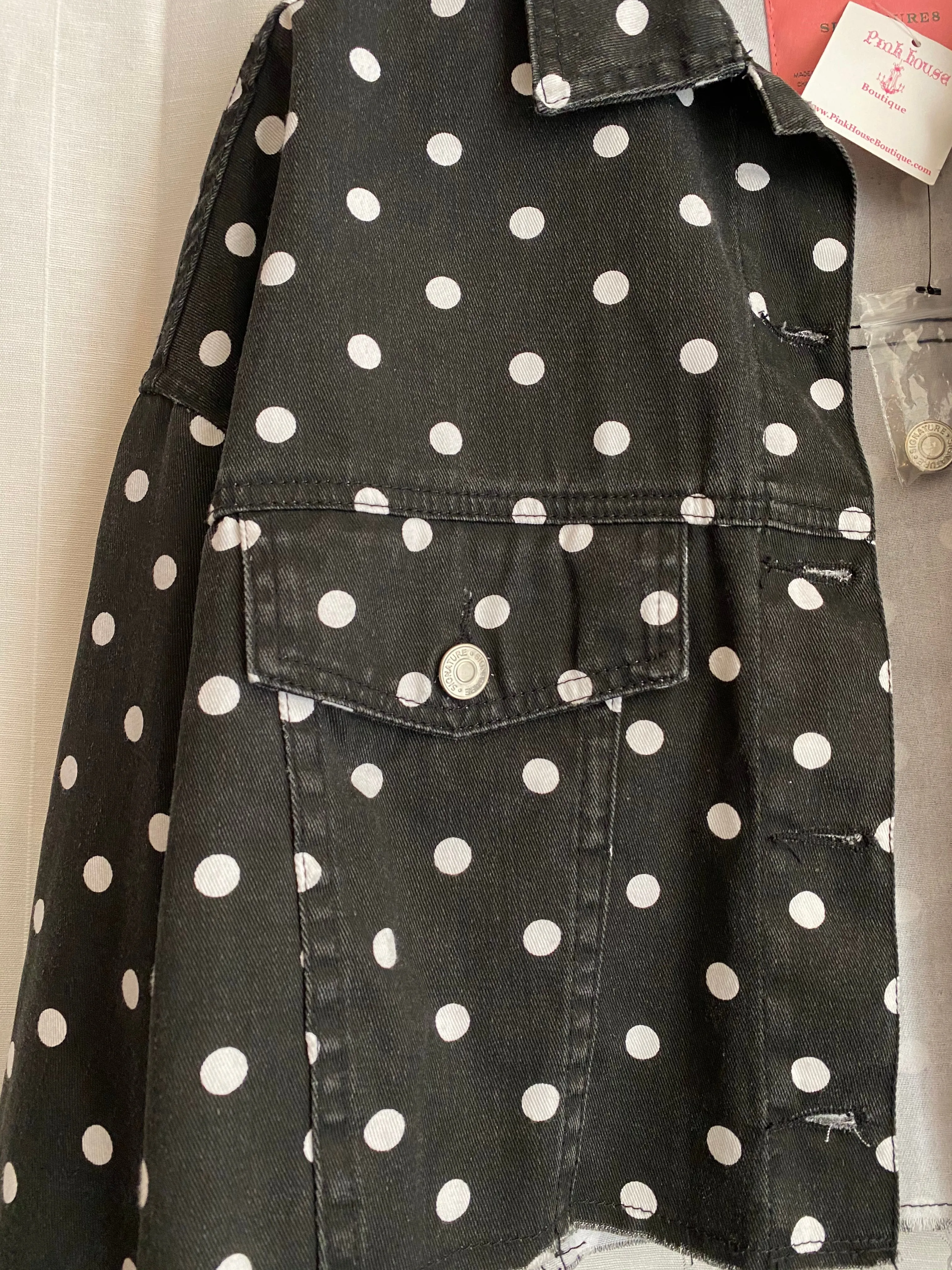 Black and White Polka Dot Denim Jacket