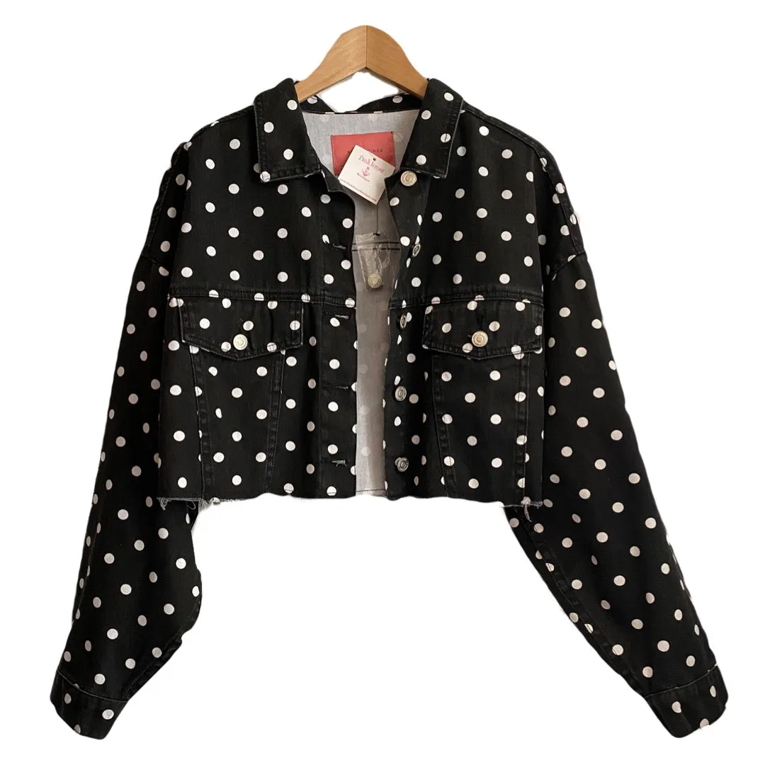 Black and White Polka Dot Denim Jacket