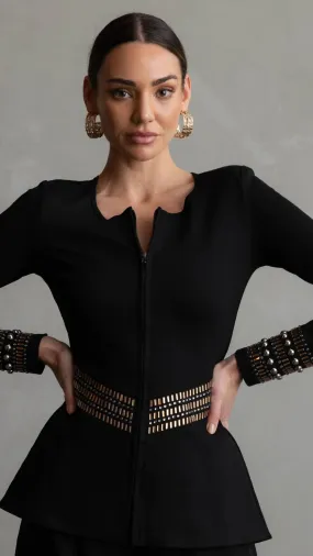 Blair Peplum Embellishment Jacket Black