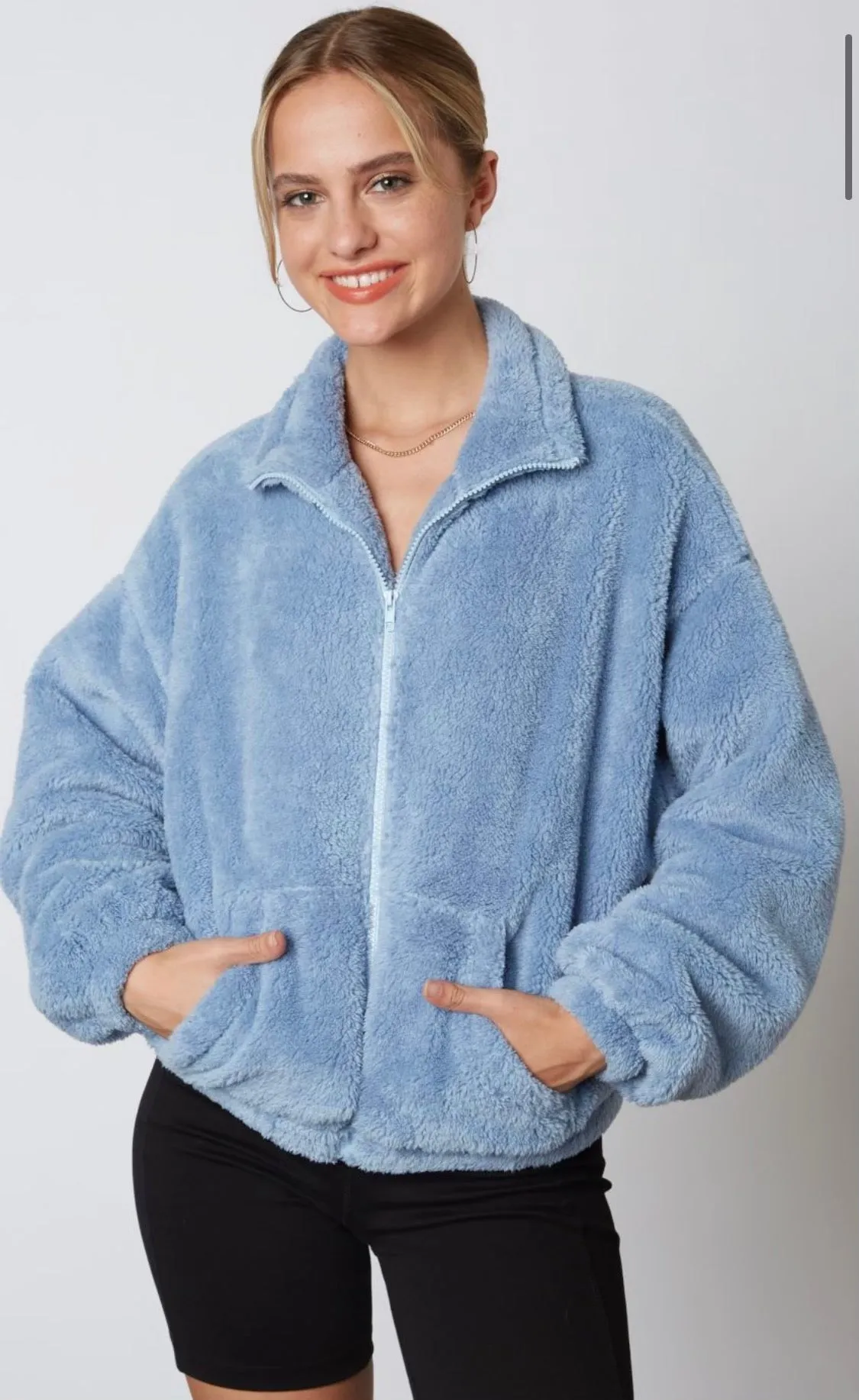 Blue Teddy Zip Up