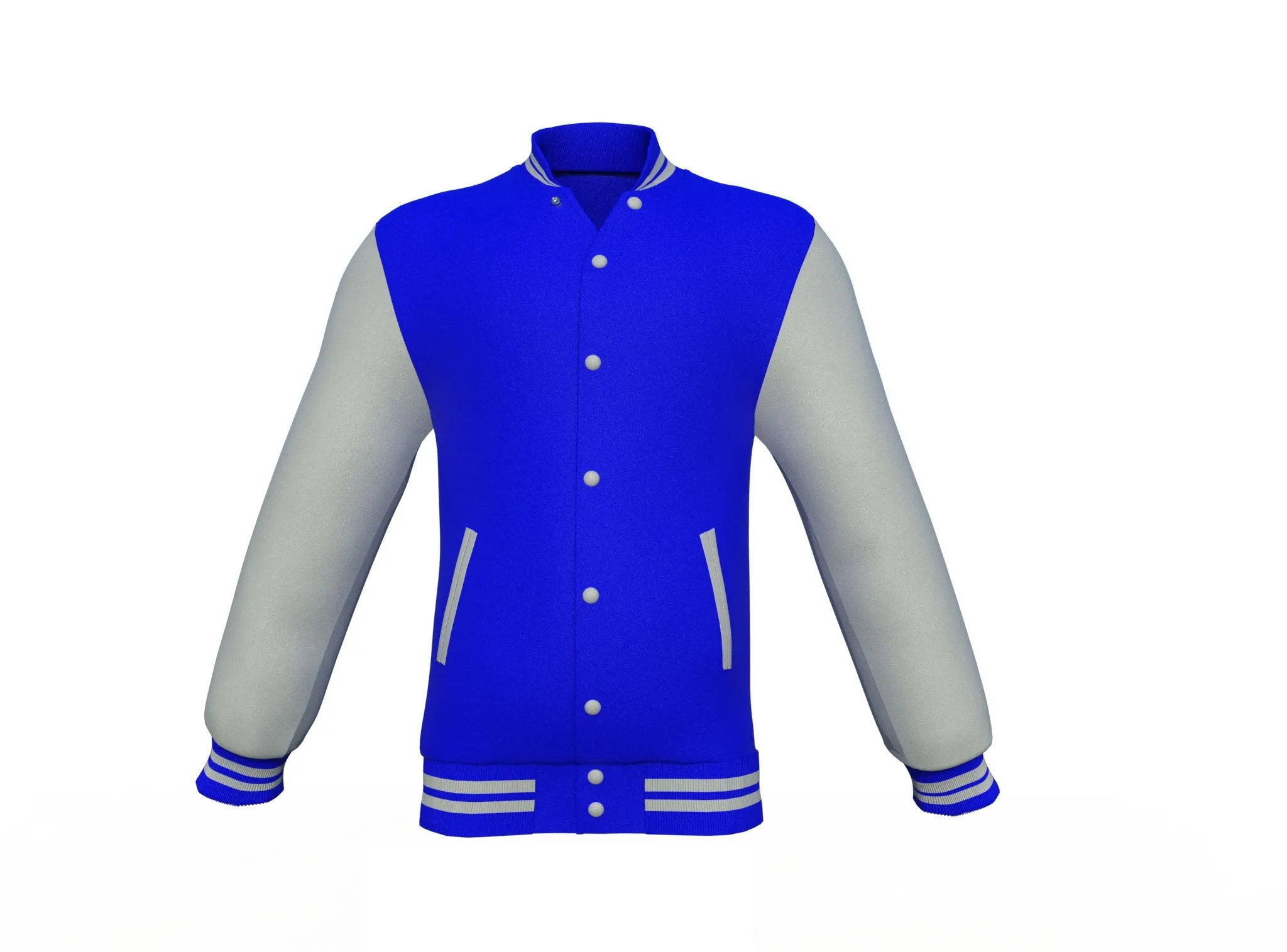 Blue Varsity Letterman Jacket with Grey Sleeves