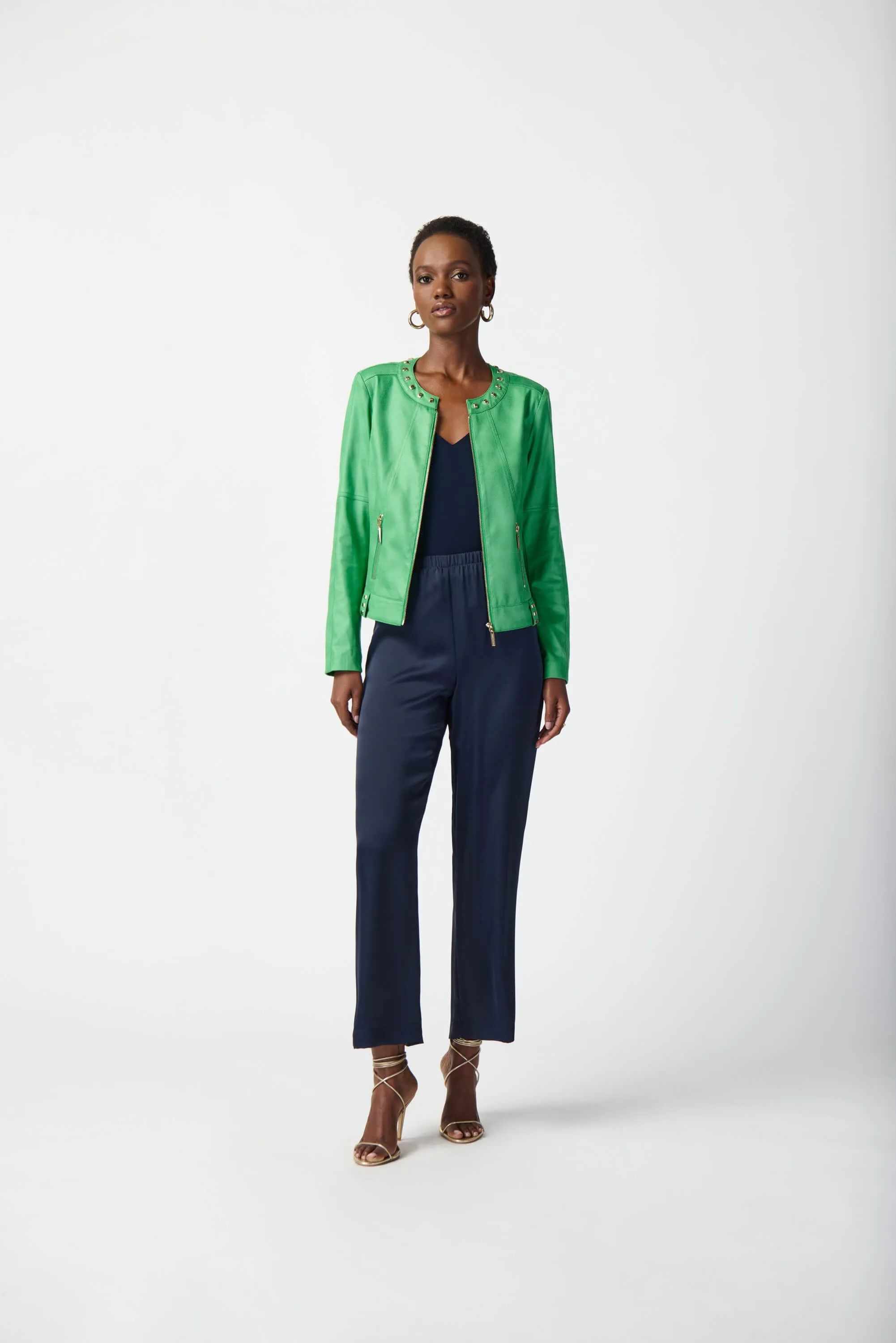 Bold Blooms Foiled Suede Jacket - Island Green 241909