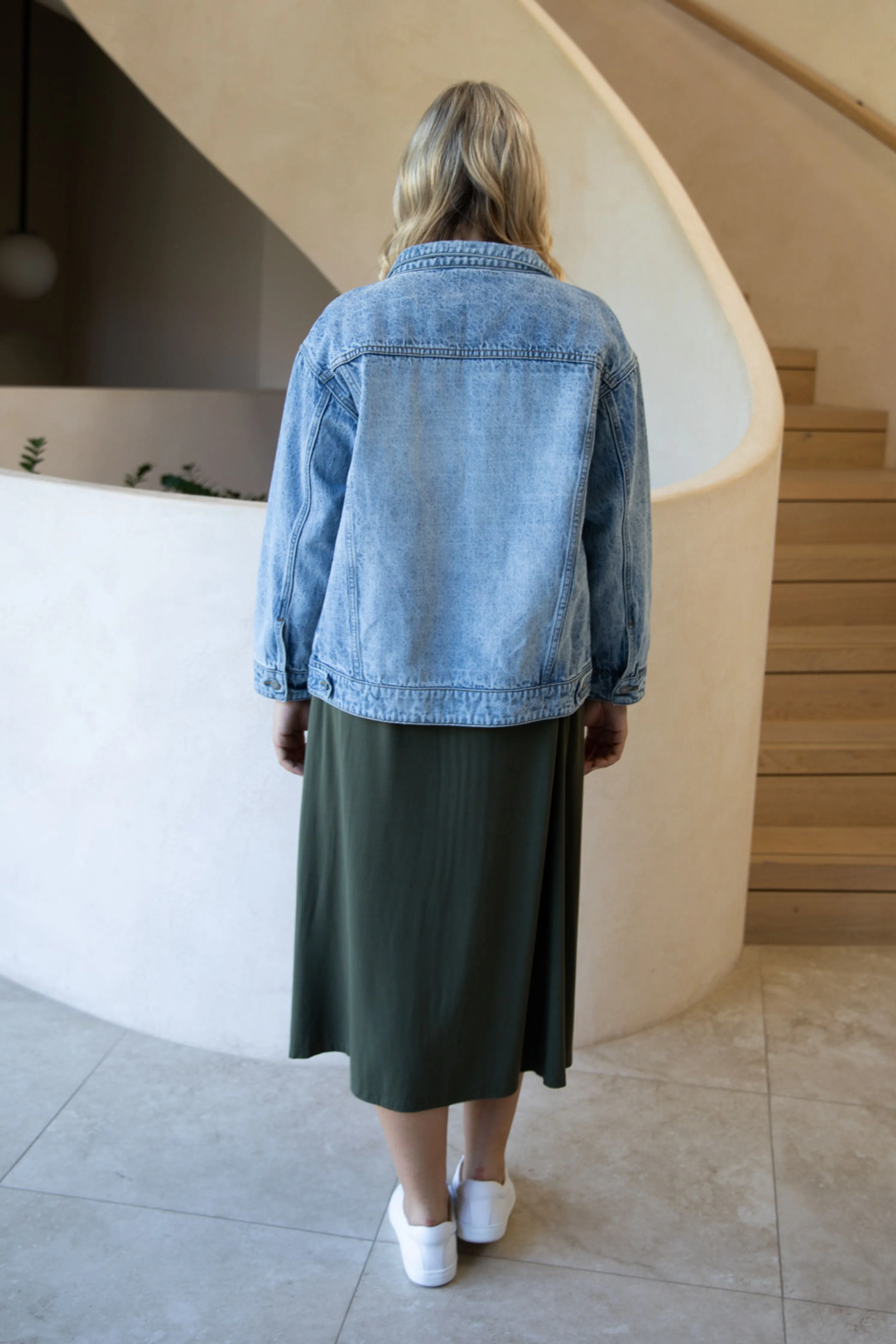 Boyfriend Oversized Denim Jacket in Mid Wash