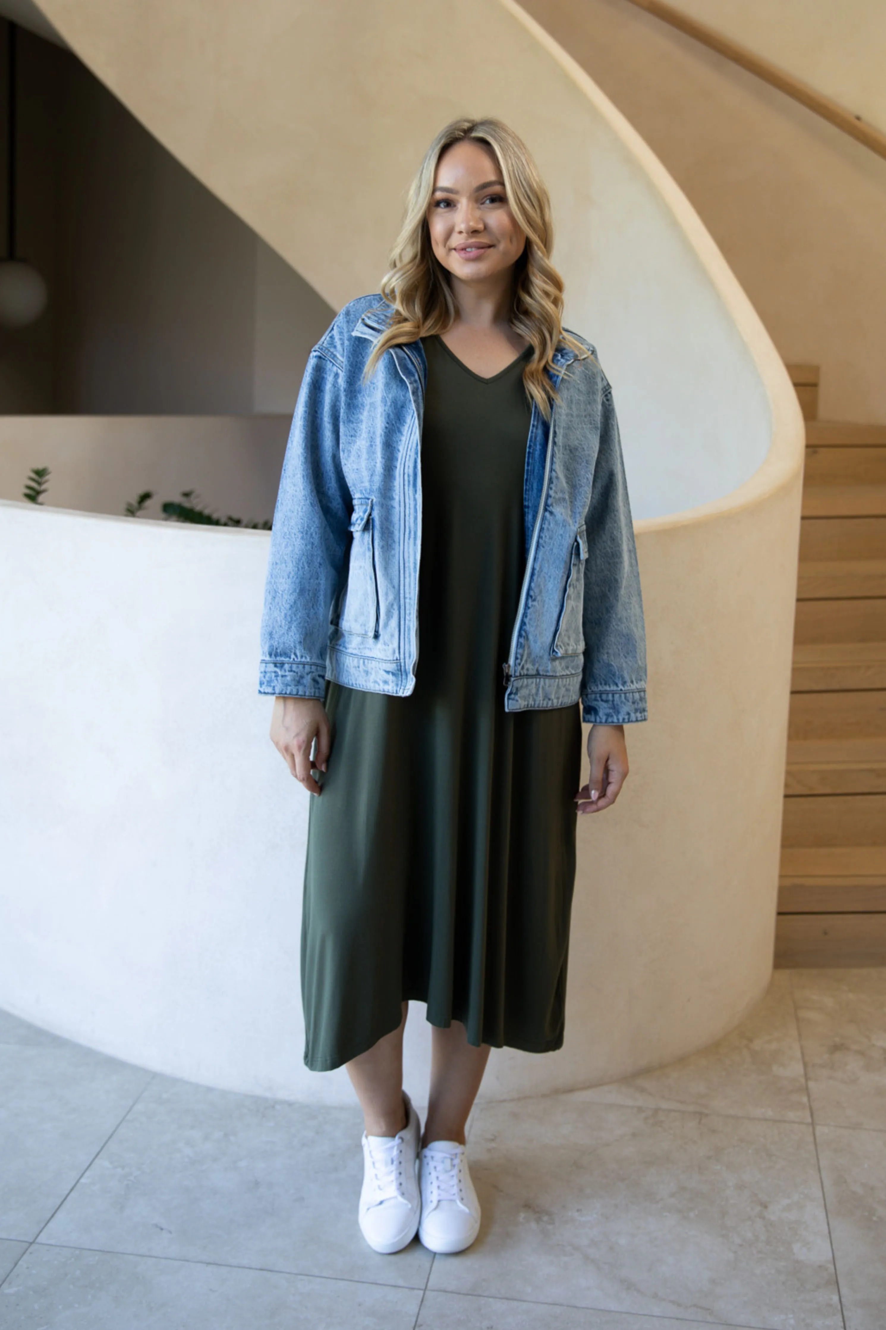 Boyfriend Oversized Denim Jacket in Mid Wash