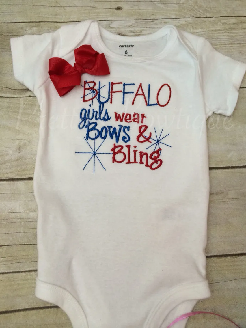 Buffalo Shirt Insprired Girls wear Bows & Bling