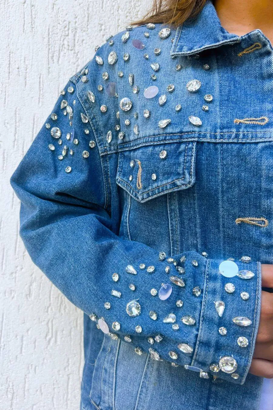 Cameo Rhinestone Denim Jacket