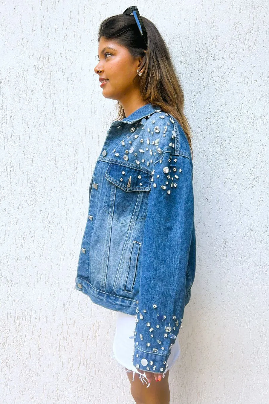 Cameo Rhinestone Denim Jacket