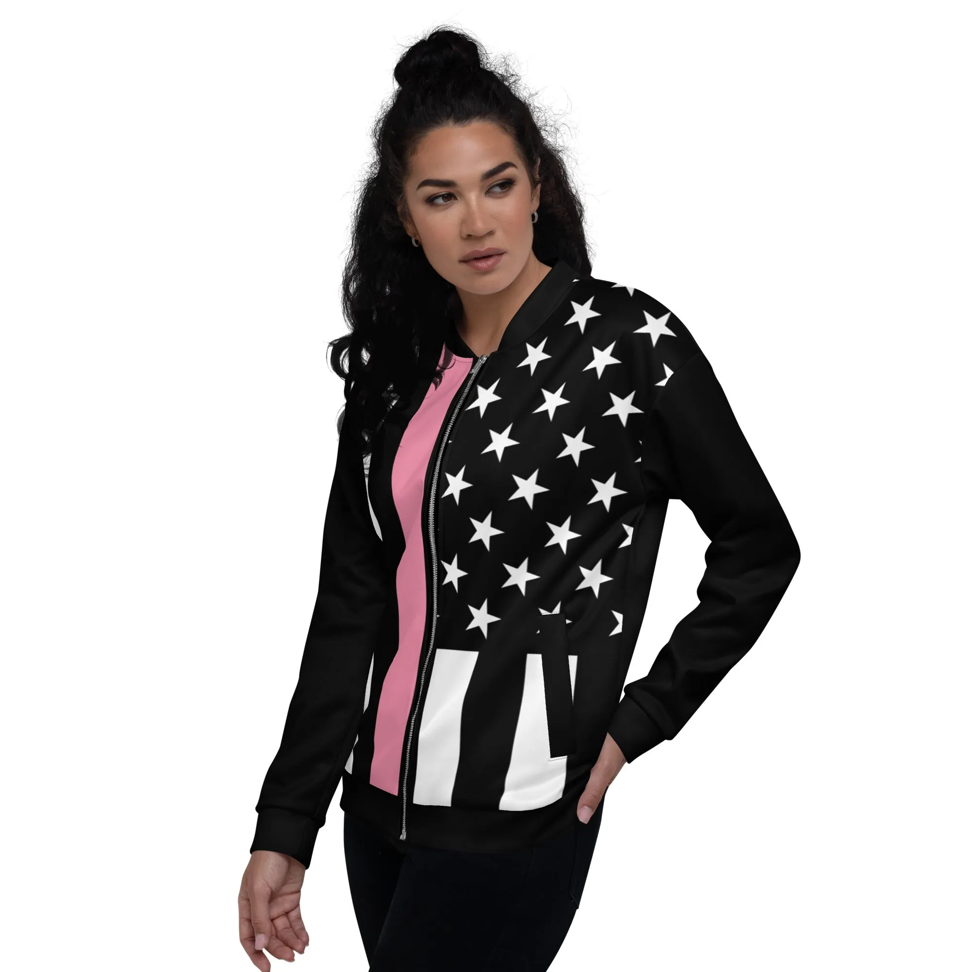 Cancer Awareness Thin Pink Line Unisex Bomber Jacket