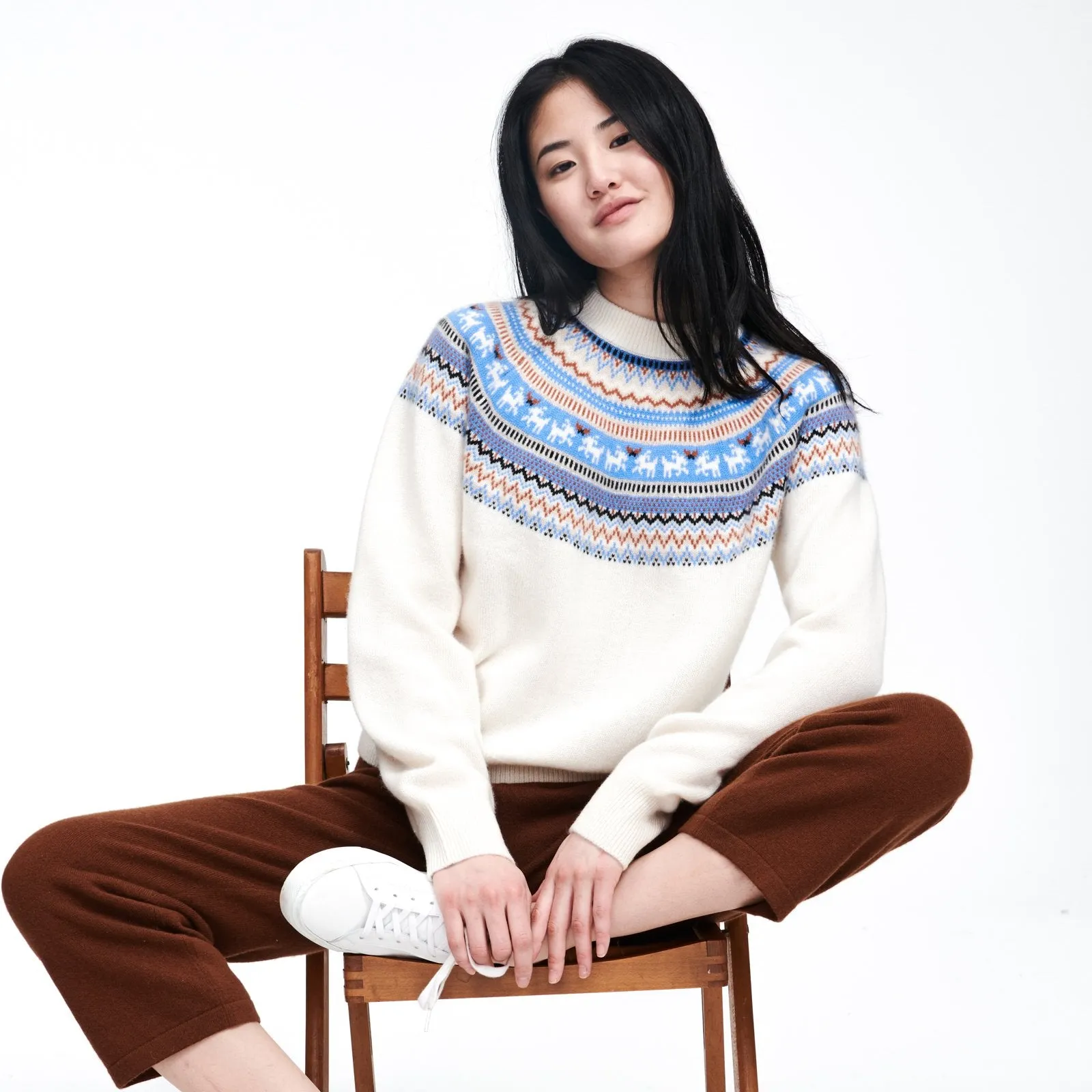 Cashmere Goat Fair Isle Crewneck Sweater