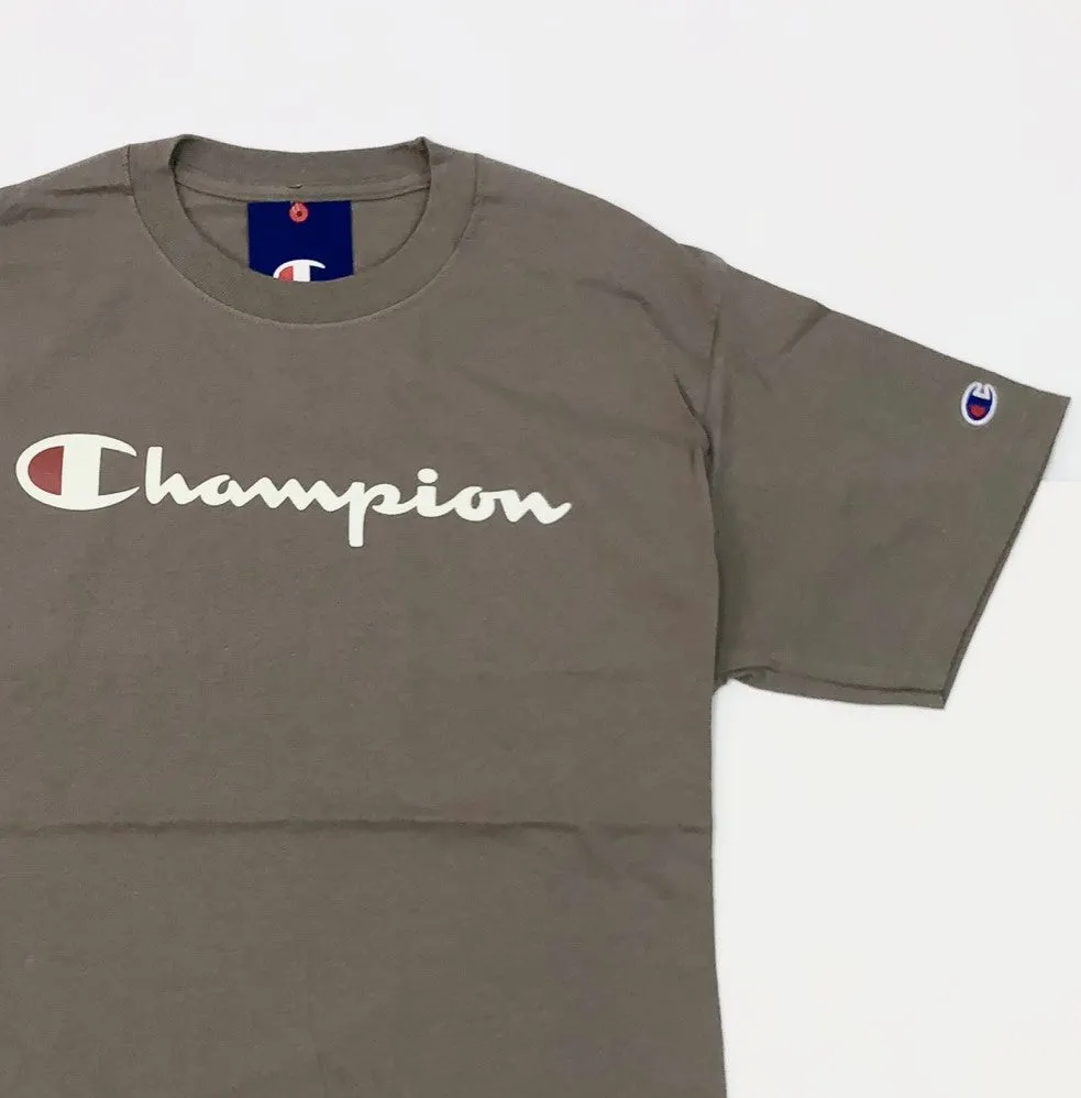 Champion Script Logo Print Jersey T-Shirt - Grey