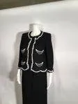 Chanel 03P Spring Black Pearl Scallop Trim wool Cardigan Jacket FR 38 US 4