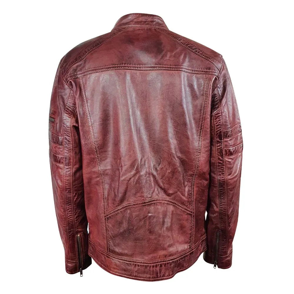 Charley Ellwood's moto style Burnished Burgundy Leather Jacket