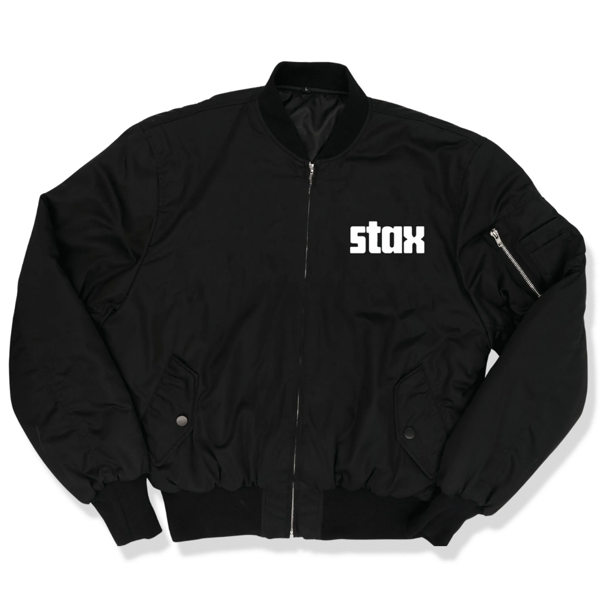 Classic Finger Snap Bomber Jacket (Black)