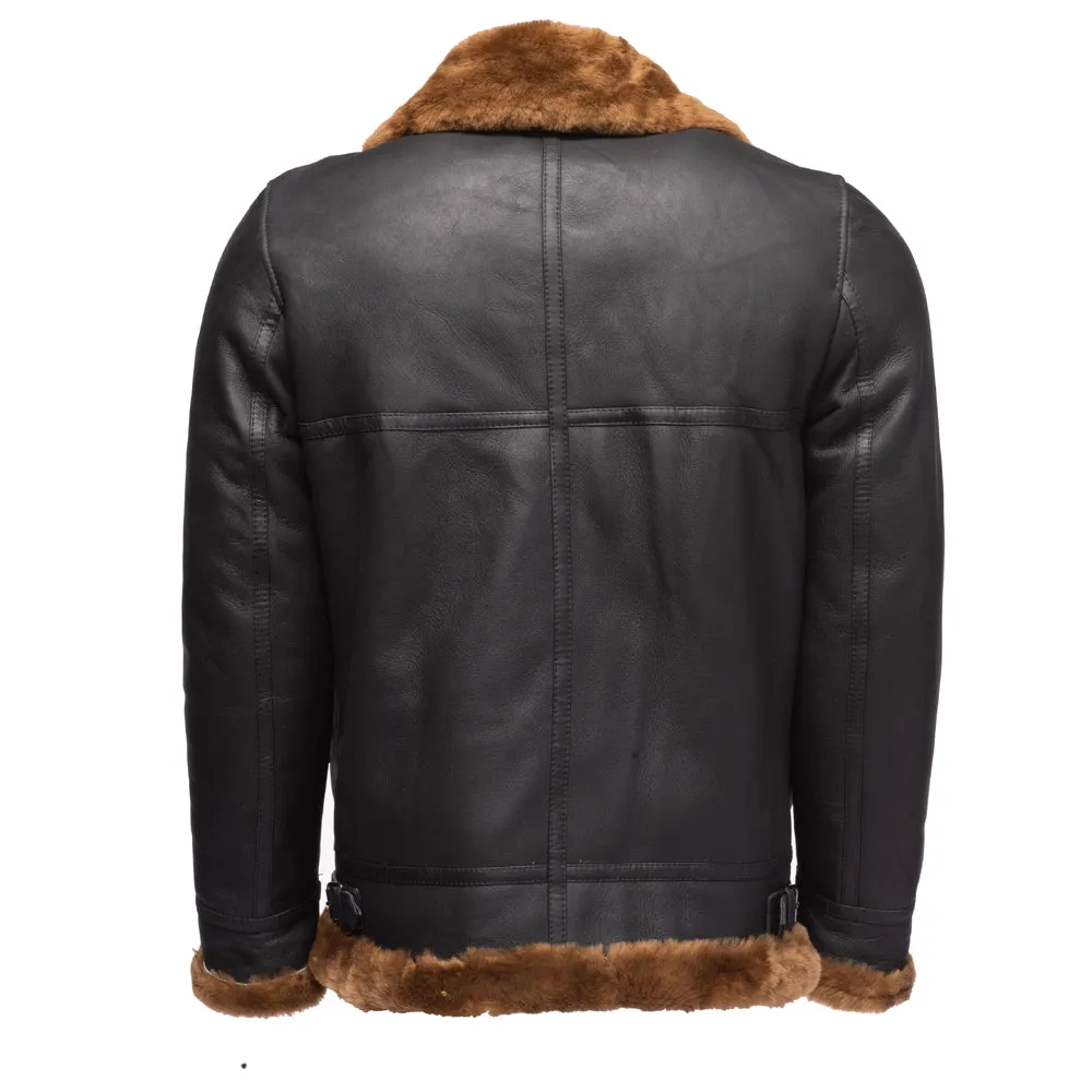 Classic Ginger Brown B3 Bomber Aviator Shearling Jacket