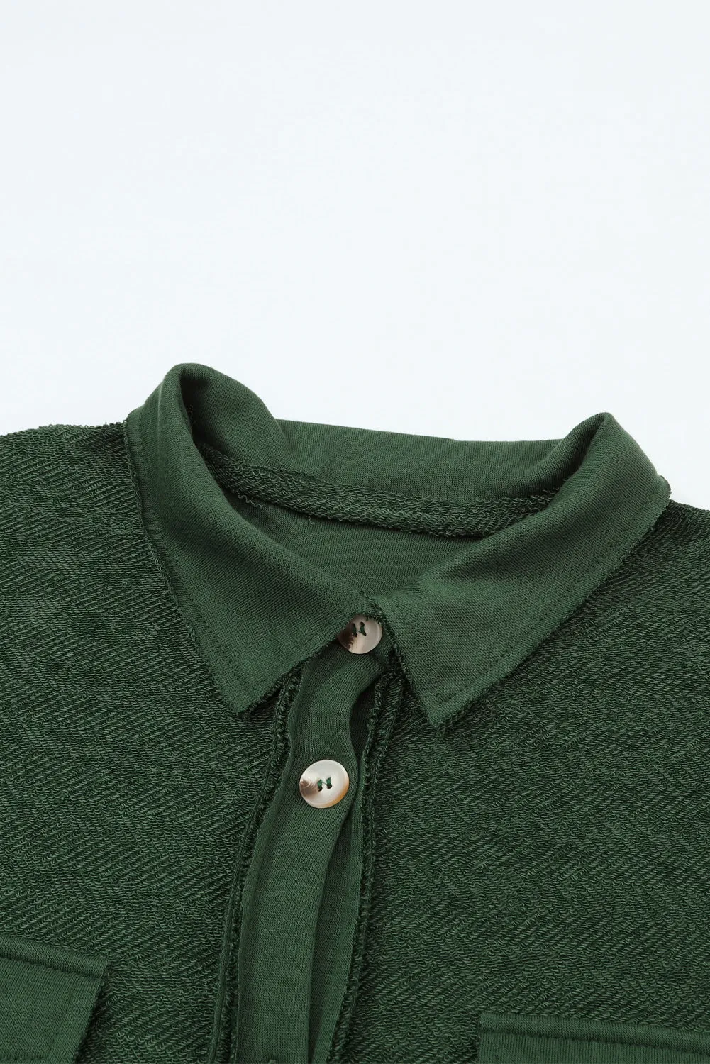 Contrast Flap Pockets Green Relaxed Shacket