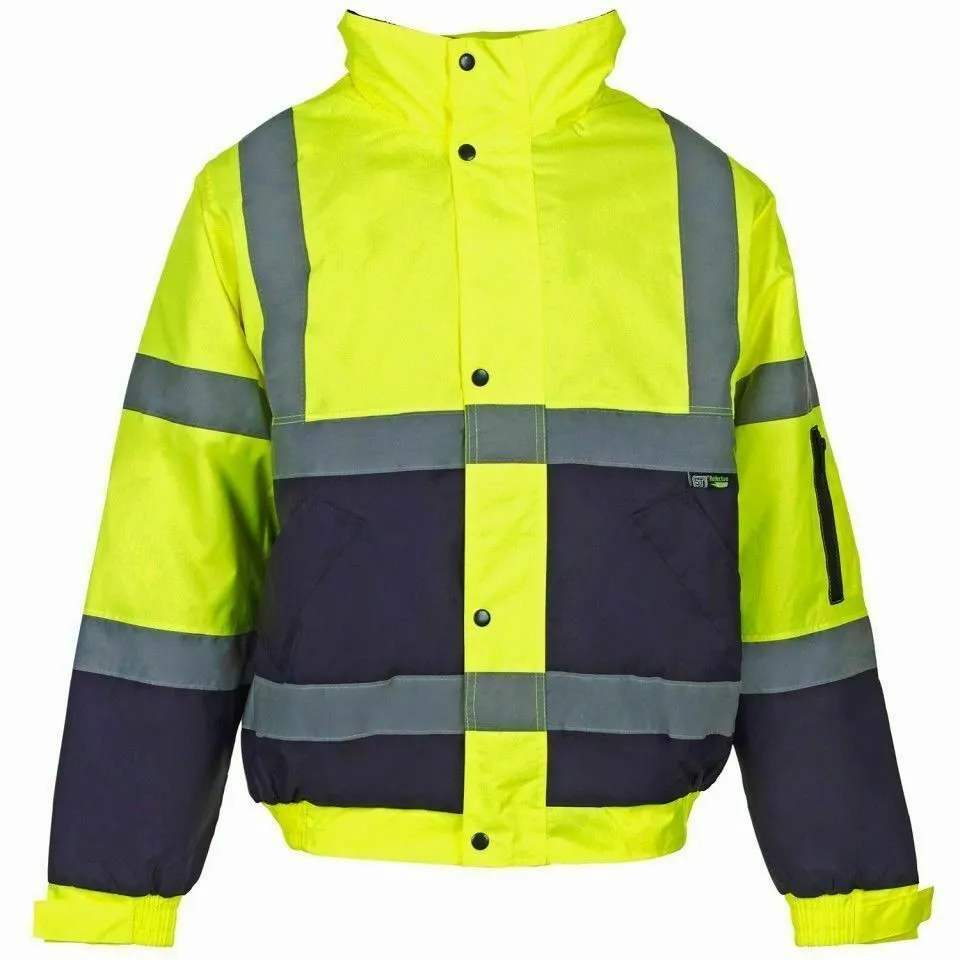 Custom Print Mens Hi Vis Viz Bomber Jacket | Waterproof | Work Wear | 2 Tone