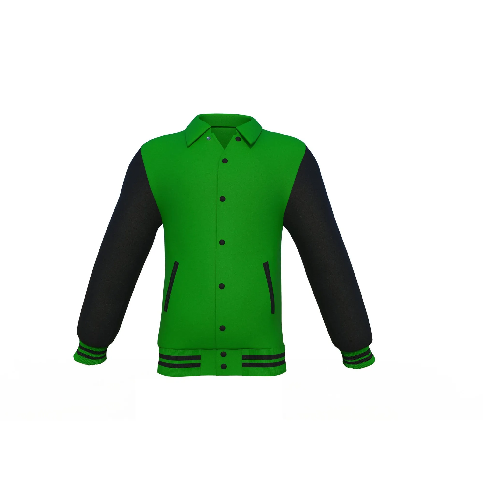 Dark Green Varsity Letterman Jacket with Black Sleeves