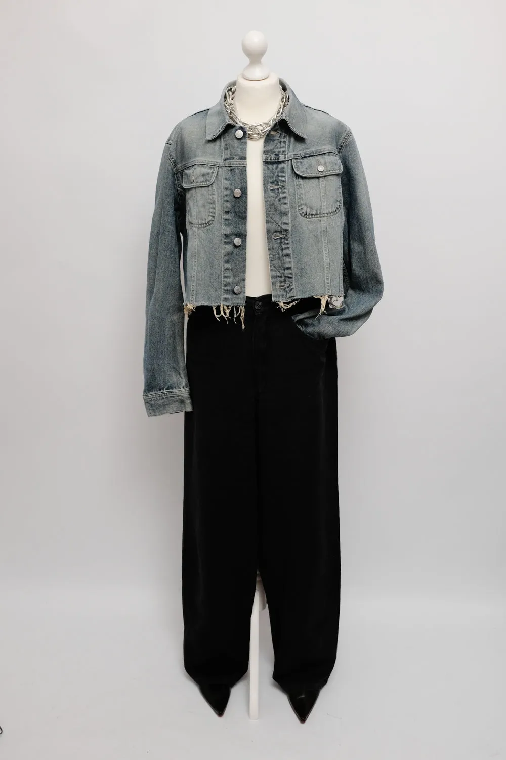 DIESEL CROP FADED VINTAGE DENIM JACKET