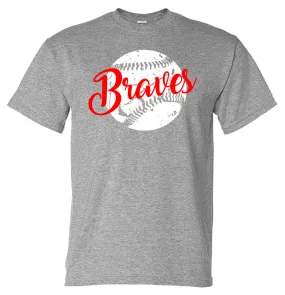 Distressed Baseball with Team Name - Sport Grey Short Sleeve Tee