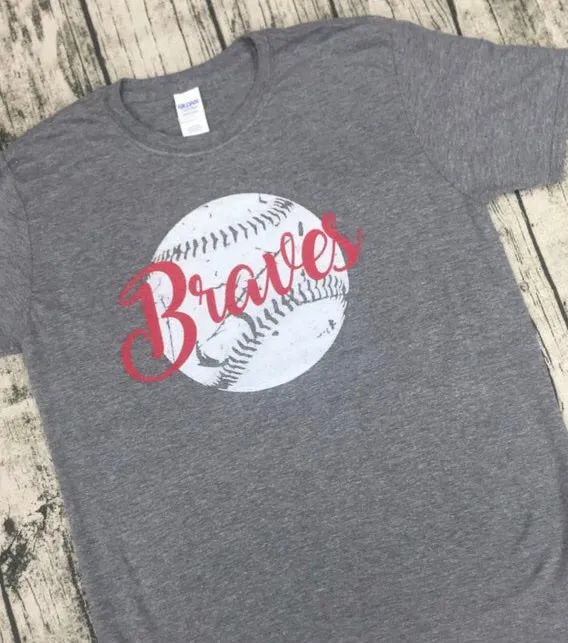 Distressed Baseball with Team Name - Sport Grey Short Sleeve Tee