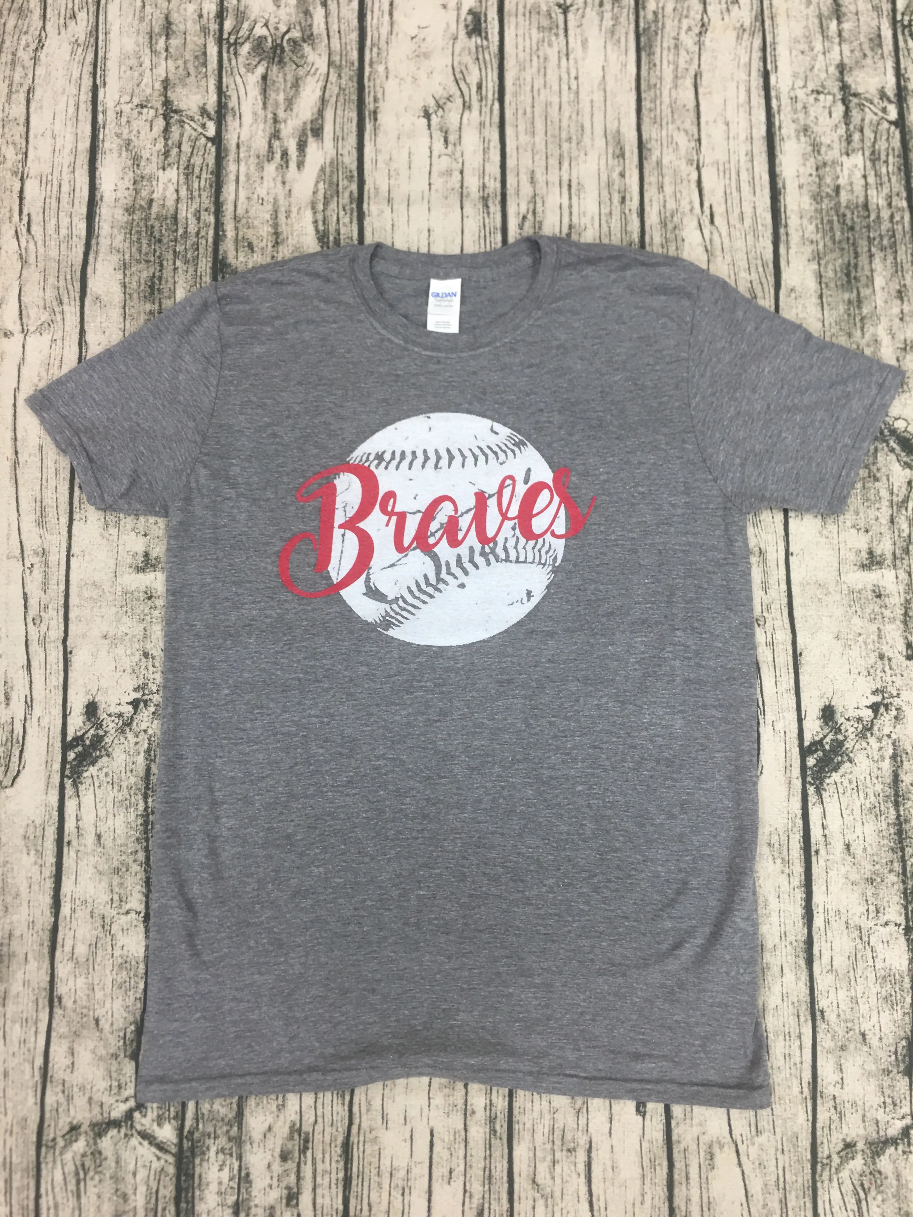 Distressed Baseball with Team Name - Sport Grey Short Sleeve Tee