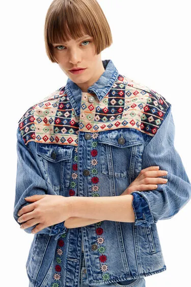 Embroidered Denim Trucker Jacket