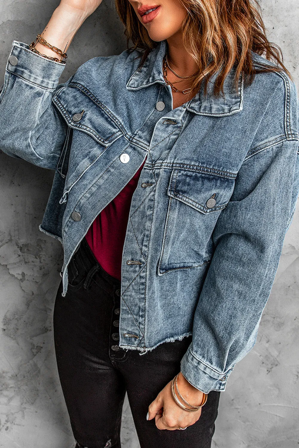 Fashion Sky Blue Denim Jacket