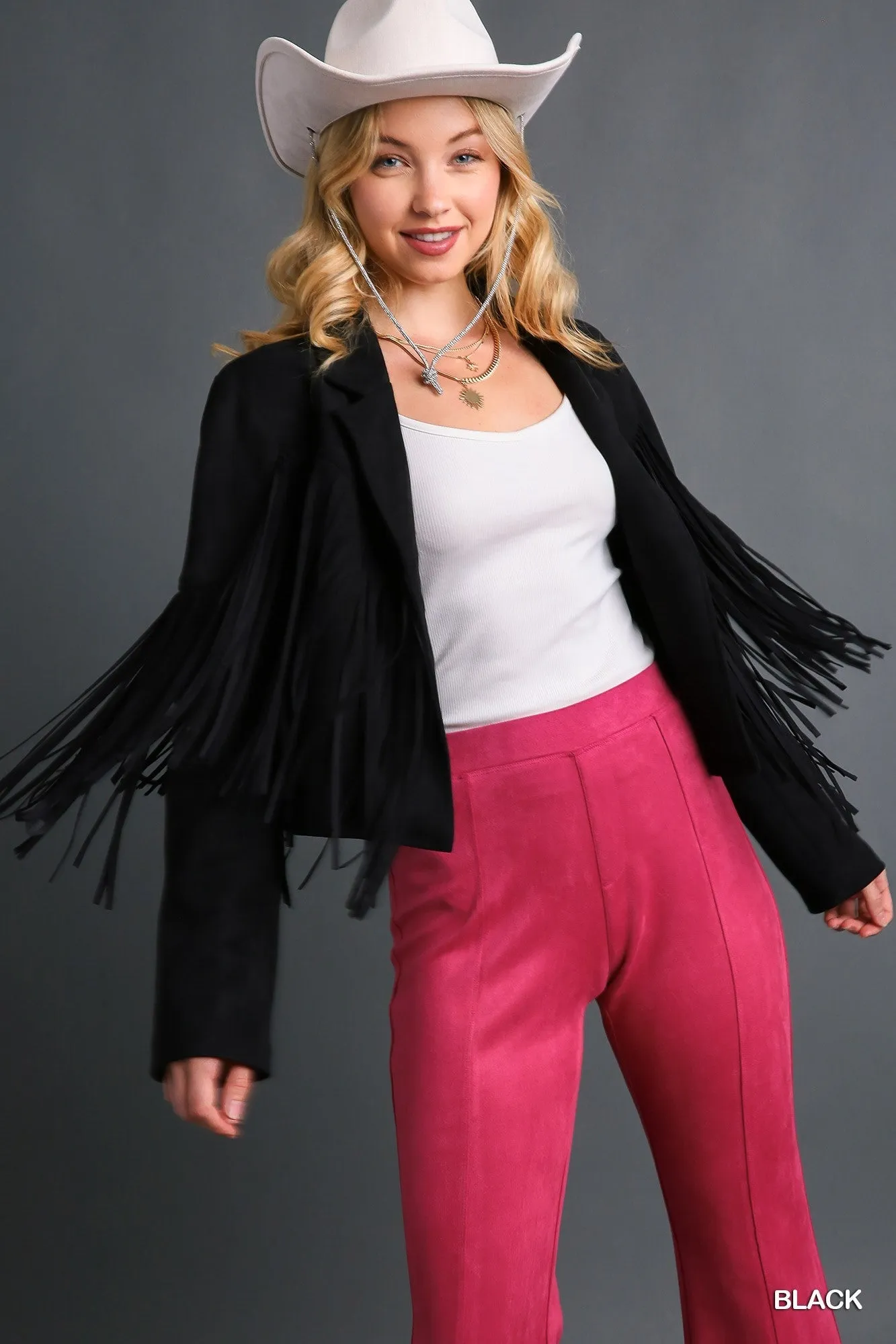 Faux Suede Fringe Jacket