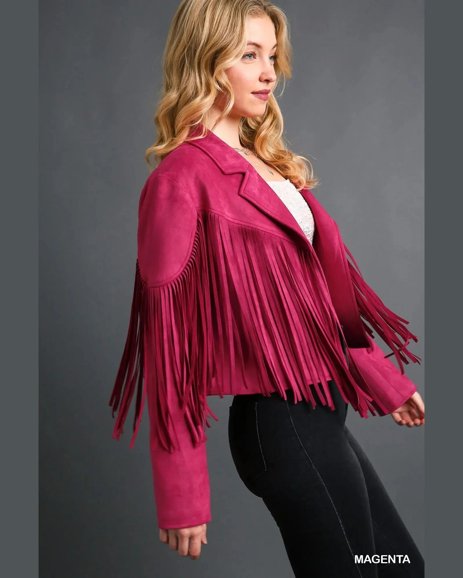 Faux Suede Fringe Jacket