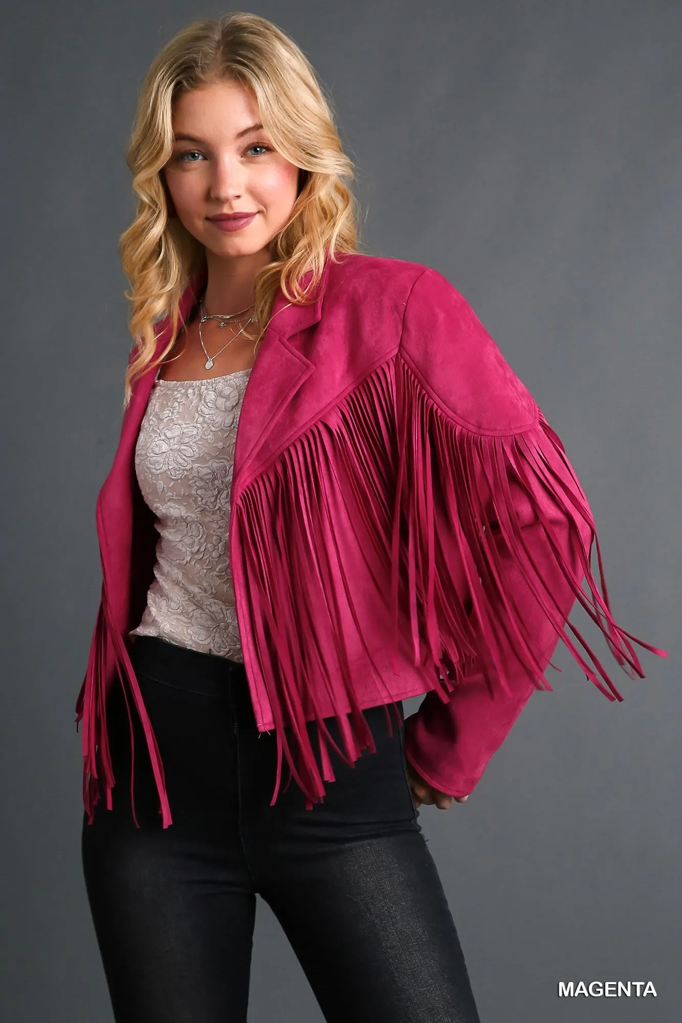 Faux Suede Fringe Jacket