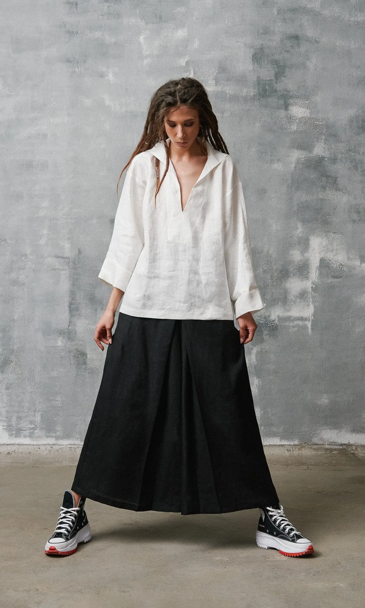 Flared Sleeves Linen Shirt