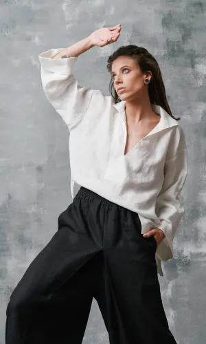 Flared Sleeves Linen Shirt