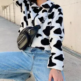 Fluffy Cow Pattern Jacket 🐮⚡️