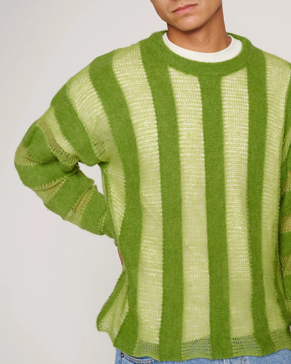 Fuzzy Threadbare Sweater - Green