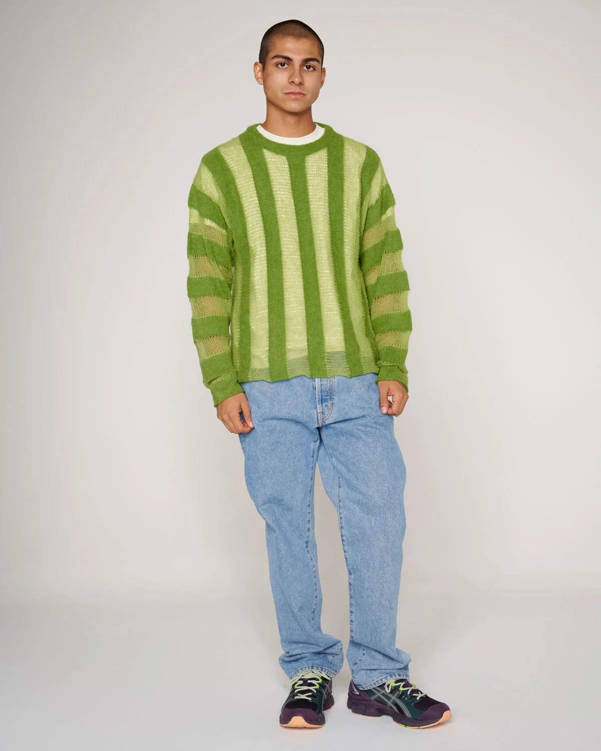 Fuzzy Threadbare Sweater - Green