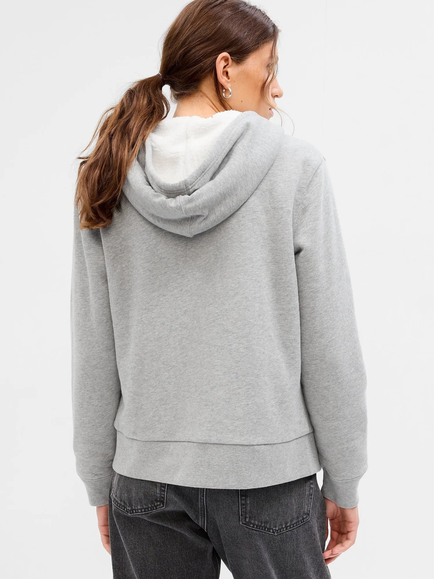 Gap Logo Sherpa-Lined Zip Hoodie