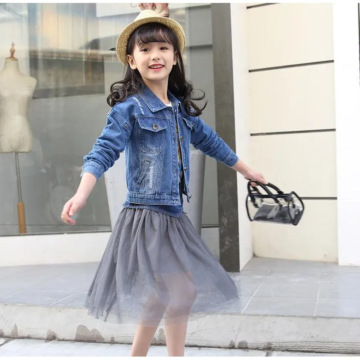 Girls Denim Jacket   Denim Tulle Skirt - ONLY 2 LEFT !!!